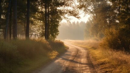 Scenic winding road through tranquil nature.