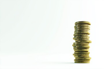 Stacked gold coins on a minimalist background