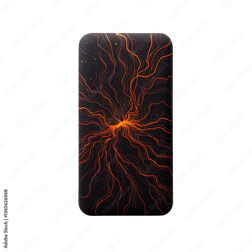 Poster abstract design with vibrant lines on a dark background.