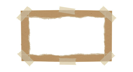 Fototapeta premium Torn Paper Frame with Tape Edges on Transparent Background