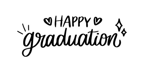 Happy Graduation Lettering Typography on Transparent Background 