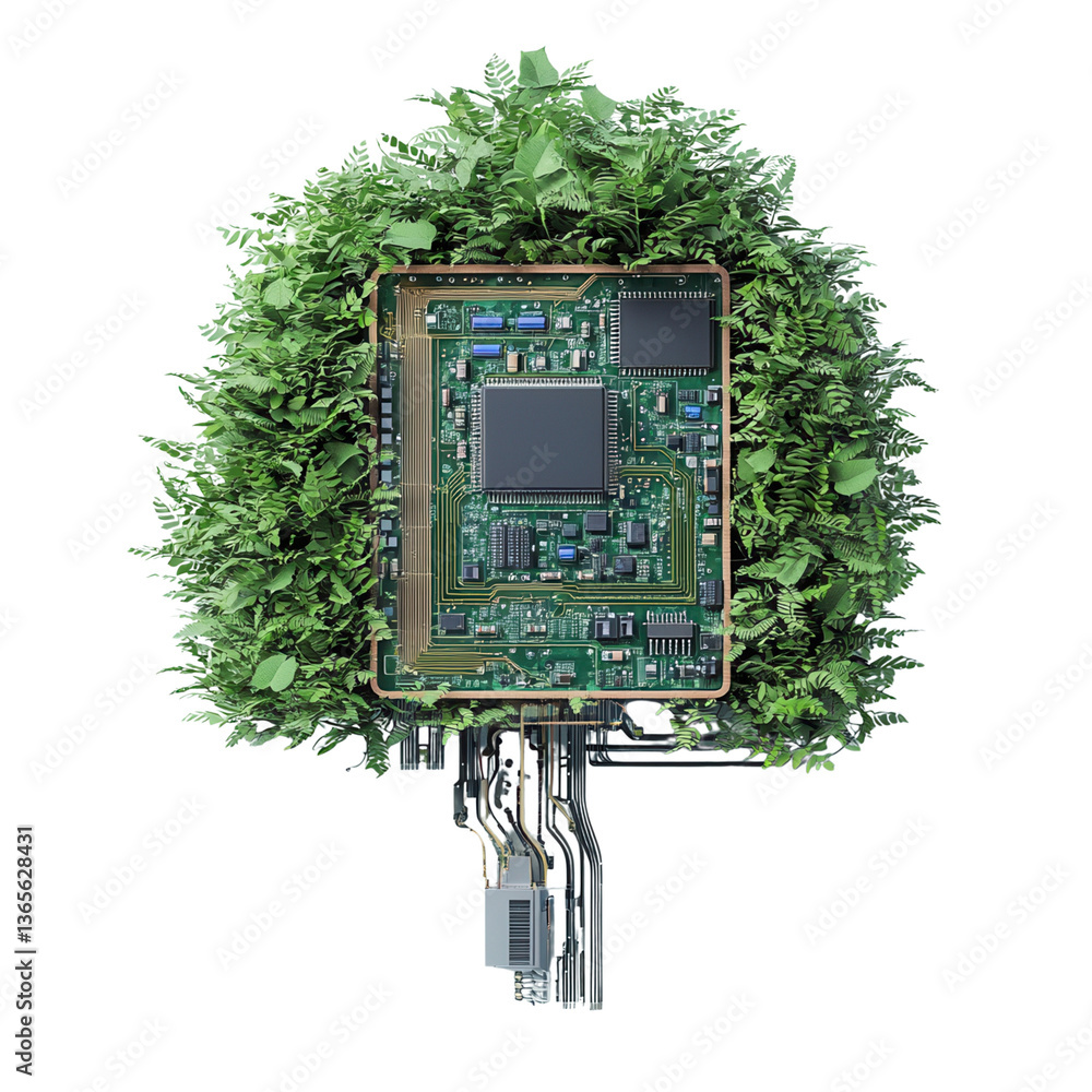Poster digital tree merging technology and nature in a unique design.