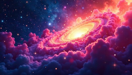 Abstract swirling nebula, cosmic dust, vibrant colors, seamless, vibrant, cosmic