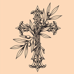 black and white tattoo design of Jesus Christ cross