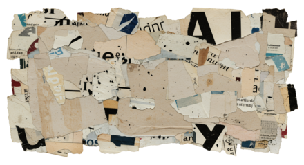 Torn Newspaper Collage with Black Letters Abstract Paper Texture Design