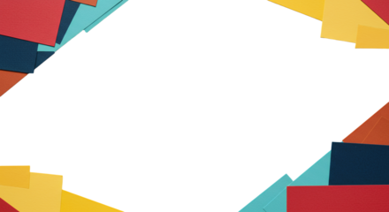 Colorful Paper Pieces Bordering Transparent Space for Creative Design and Presentation