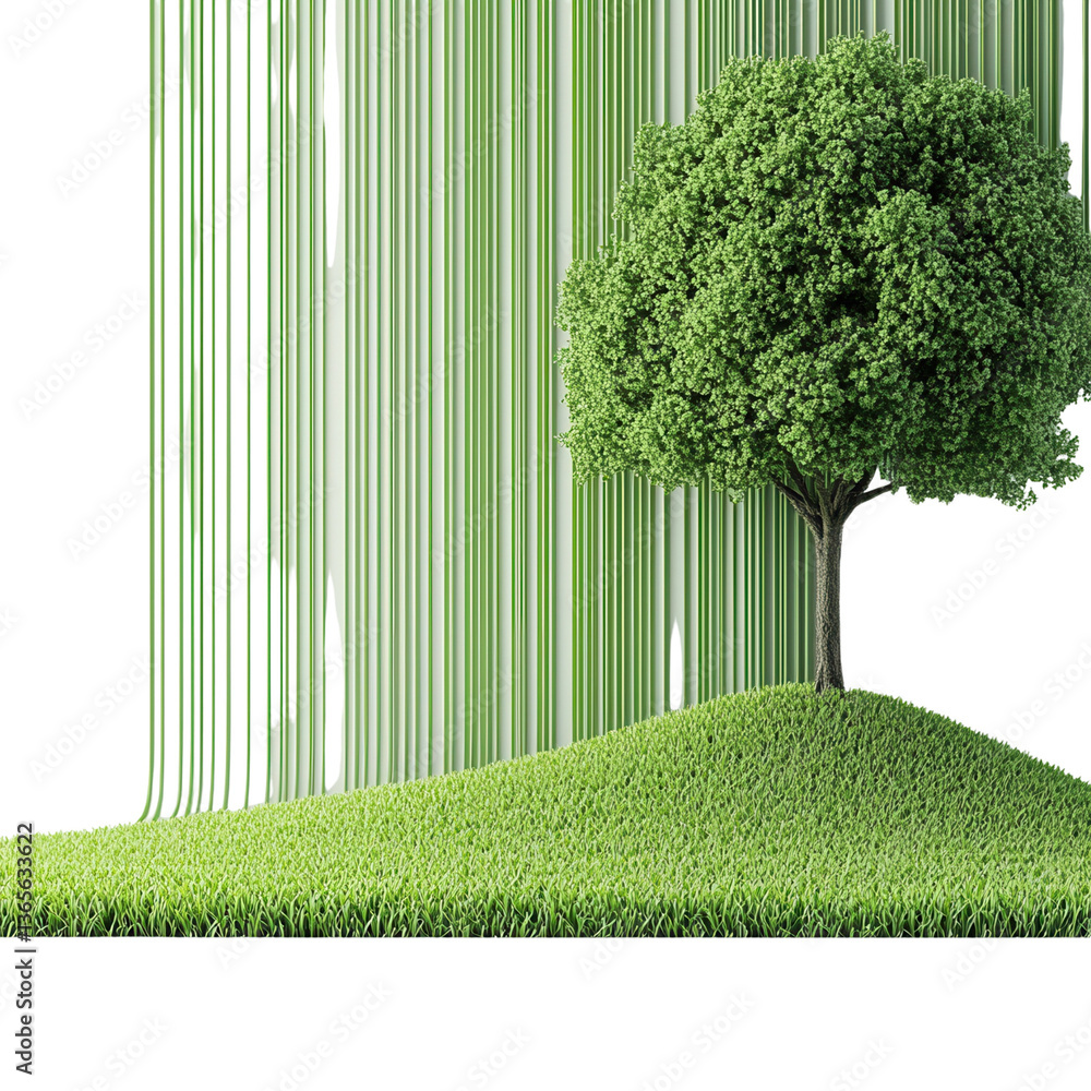 Poster tree on a hill with a textured background.