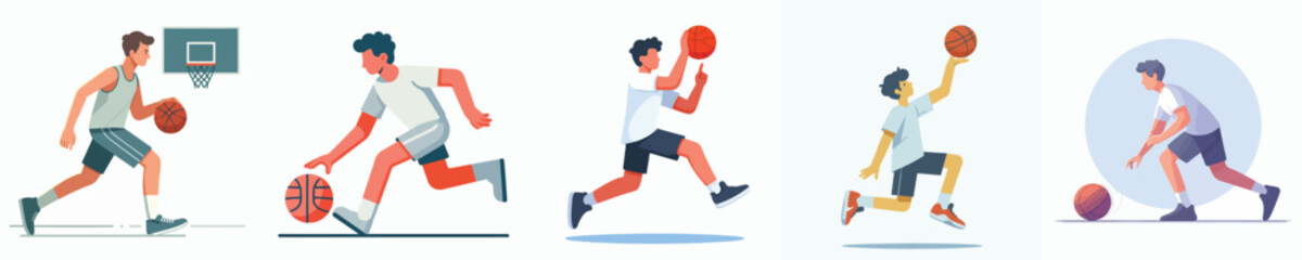 vector of young man playing basketball