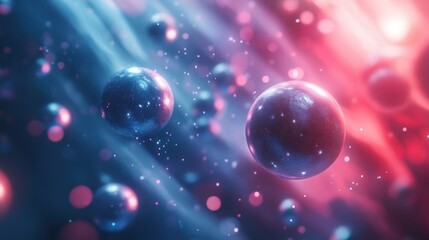 Spheres float effortlessly in this dreamy digital background