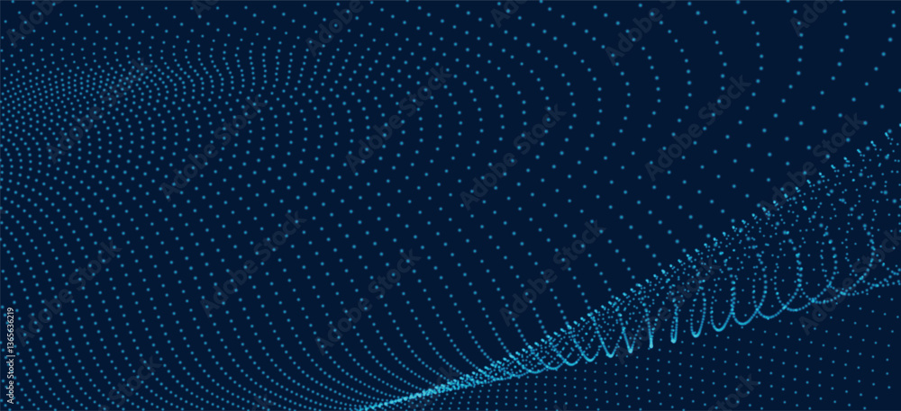 Poster abstract colorful digital particle wave. futuristic dot wave. technological background. colorful mus