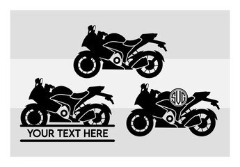 Obraz premium Motorcycle SVG, Motorcycle Silhouette, Motor Bike Svg, Chopper, Big Bike Svg, Motor cycle Svg, Classic Motorcycle, Motorbike, Vector, Motorcycle Png, Motorcycle Monogram, Split Monogram, Circle