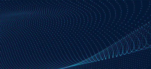 Obraz premium Abstract colorful digital particle wave. Futuristic dot wave. Technological background. Colorful music wave. Digital background with smooth wavy curves. 3D vector illustration