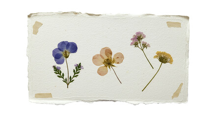 Pressed Flowers on Handmade Paper Delicate Floral Arrangement for Decoration