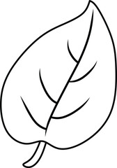 Simple monochrome line art of a plant branch consisting of three detailed leaves, creating an elegant, minimal illustration style suitable for decoration, logo design, or illustrative projects