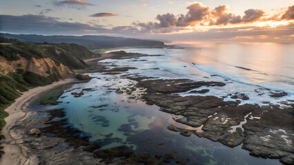 Fototapeta premium Dramatic Rocky Coastline Serenity. Greatest Nature Landscapes 