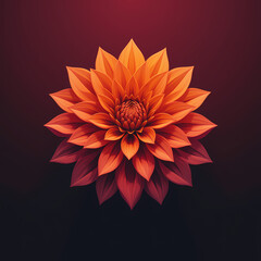 Fototapeta premium Abstract Orange Dahlia Flower, Stylized dahlia, vibrant orange, dark background