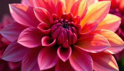 Close-up dahlia petals, rich hues, seamlessly repeating design , design, textile