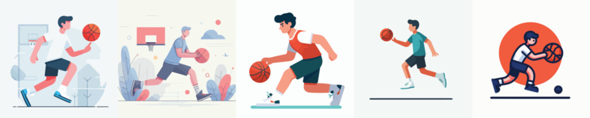 vector of young man playing basketball