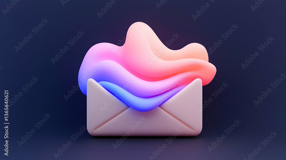 Poster abstract colorful email notification 3d render