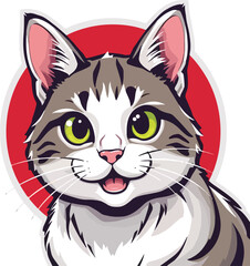 Design a logo for the cat, cat features, cute, lively, vector
