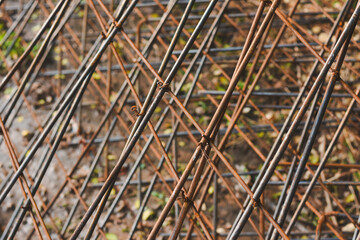 Close-up view of rebar used in construction.