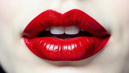 Obraz premium Close-up of vibrant red lipstick on pristine white , photography, studio, backdrop