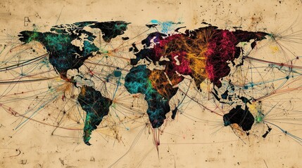 Naklejka premium Interconnected regions of the globe with white page