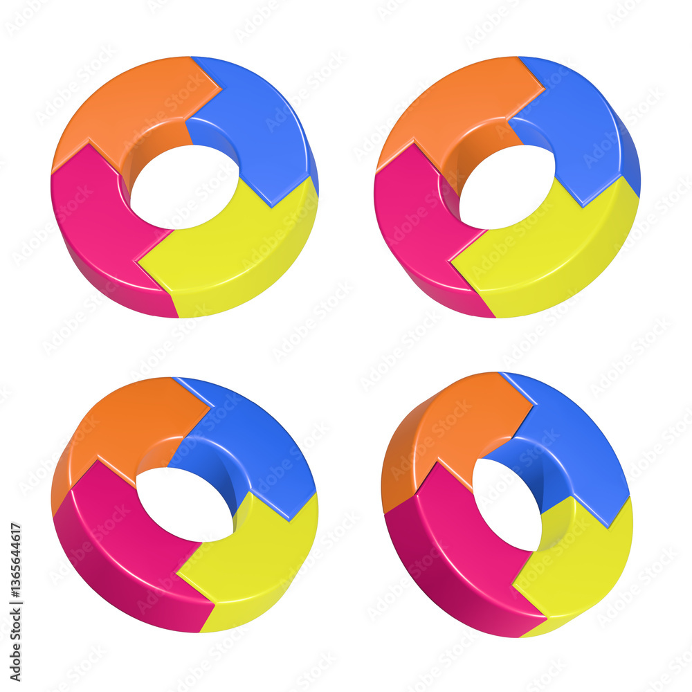 Poster pie chart 3d rendering realistic