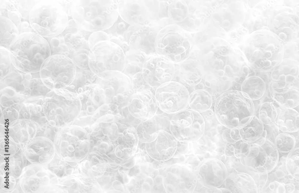 Poster a soft white background with a pattern of overlapping circles and cloud like formations throughout i