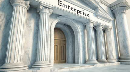 Fototapeta premium Classical Marble Pillars of Corporate Enterprise Institution Building Architecture