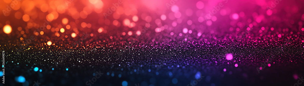 Poster vibrant abstract background featuring blend of colorful bokeh lights and shimmering particles, creat