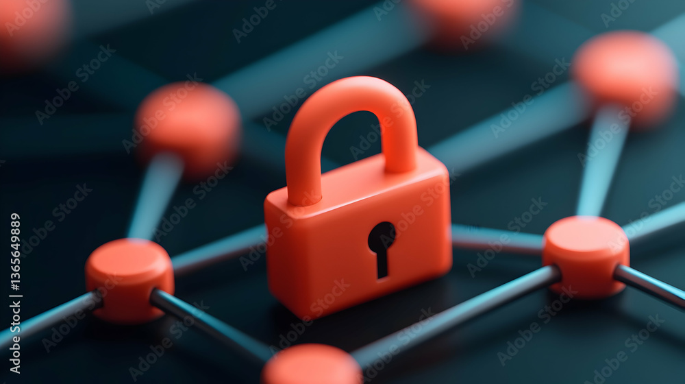 Poster abstract network security: interconnected nodes and padlock