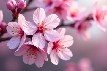 Delicate pink sakura blossoms, full bloom, soft petals , floral design, pink, floral texture
