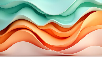 Obraz premium Abstract Orange Green Gradient Waves Background