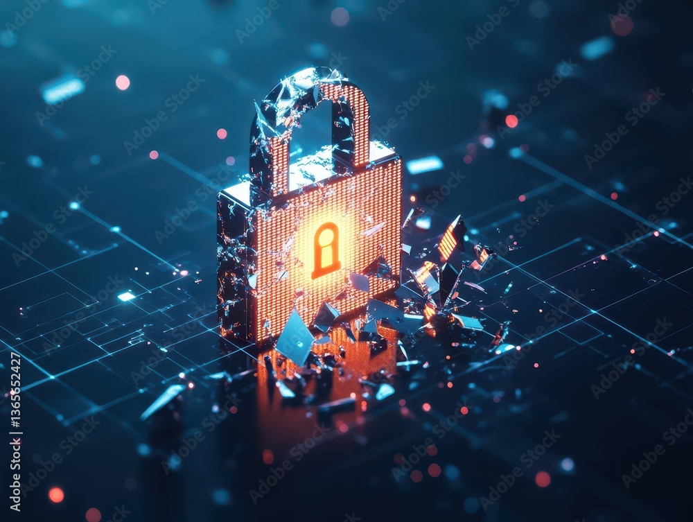 Aufkleber abstract representation of blockchain technology with interconnected digital blocks forming a networ