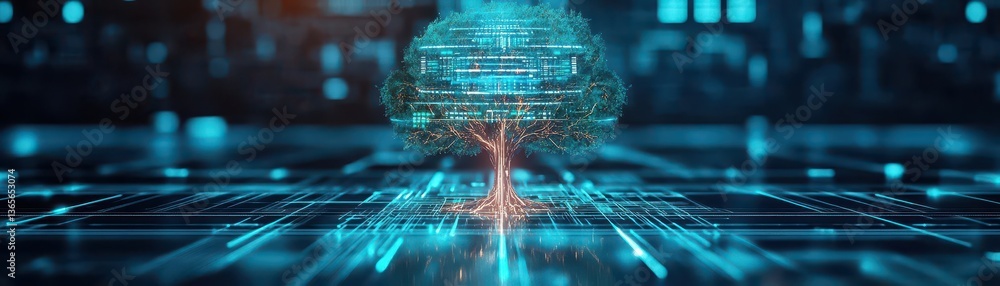 Aufkleber mystical tree with radiant green trunk surrounded by lush foliage creating an enchanting and vibrant