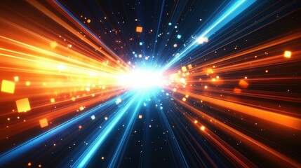 Fototapeta premium Explosive Energy Burst in a Digital Universe