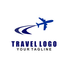Travel Logo Design Template. Vector Icon of Travel by Airplane.