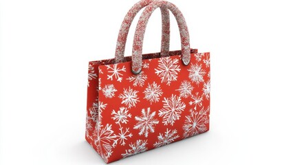Festive red bag with snowflake design, showcasing holiday spirit in a minimalist setting