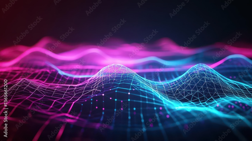 Poster vibrant colorful abstract background featuring dynamic lines and dots creating a playful and energet