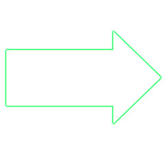 Right pointing arrow, bright green outline, transparent background, PNG file for directional overlay