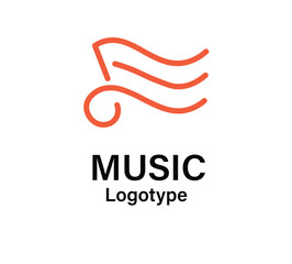 Vector illustration, Graphic Design Note web logotype. Abstract music logo icon vector design. Sound recording studio, night party. School of Music, disco, vocal course, composer, singer vector logo