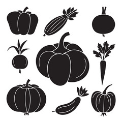 Silhouette vegetables icon set over white background vector illustration