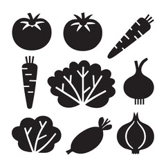 Silhouette vegetables icon set over white background vector illustration