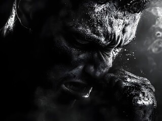 A person s intense emotive expression amidst inner turmoil and adversity