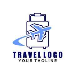 Travel Logo Design Template. Vector Icon of Travel by Airplane.