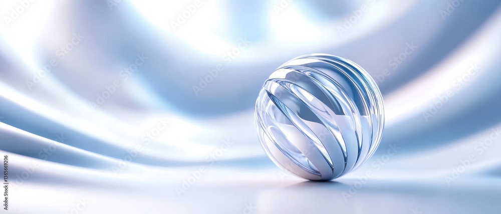 Poster beautiful abstract background featuring glossy sphere with elegant curves, creating serene atmospher