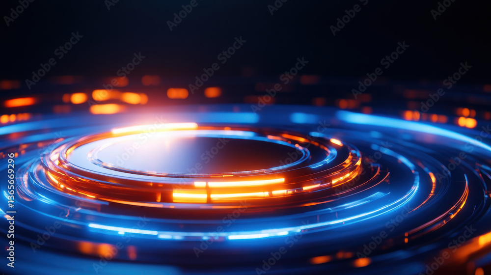 Aufkleber vibrant abstract background featuring glowing circular patterns in blue and orange hues creates mesm