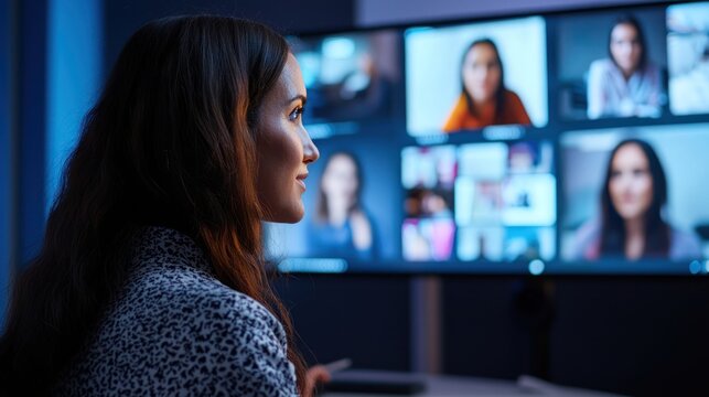 A webinar facilitator using visual aids and diagrams to explain concepts to an online audience.