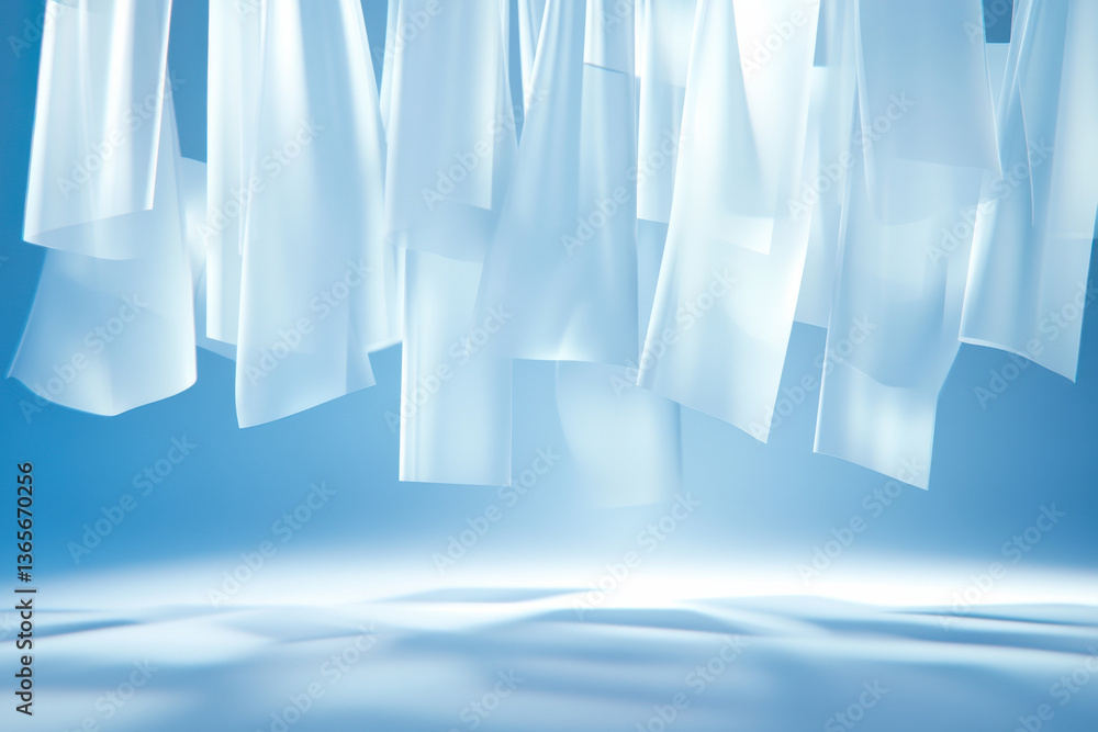 Poster translucent abstract background with flowing shapes creating serene atmosphere and soft light enhanc